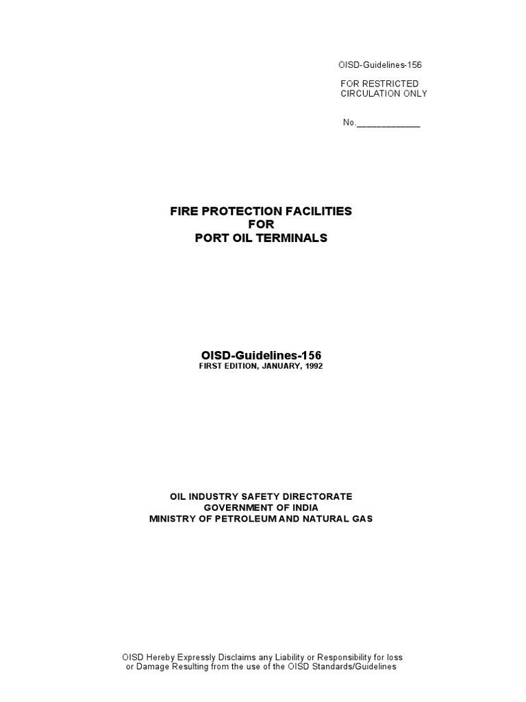Fire Protection Facilities FOR Port Oil Terminals OISDGuidelines156