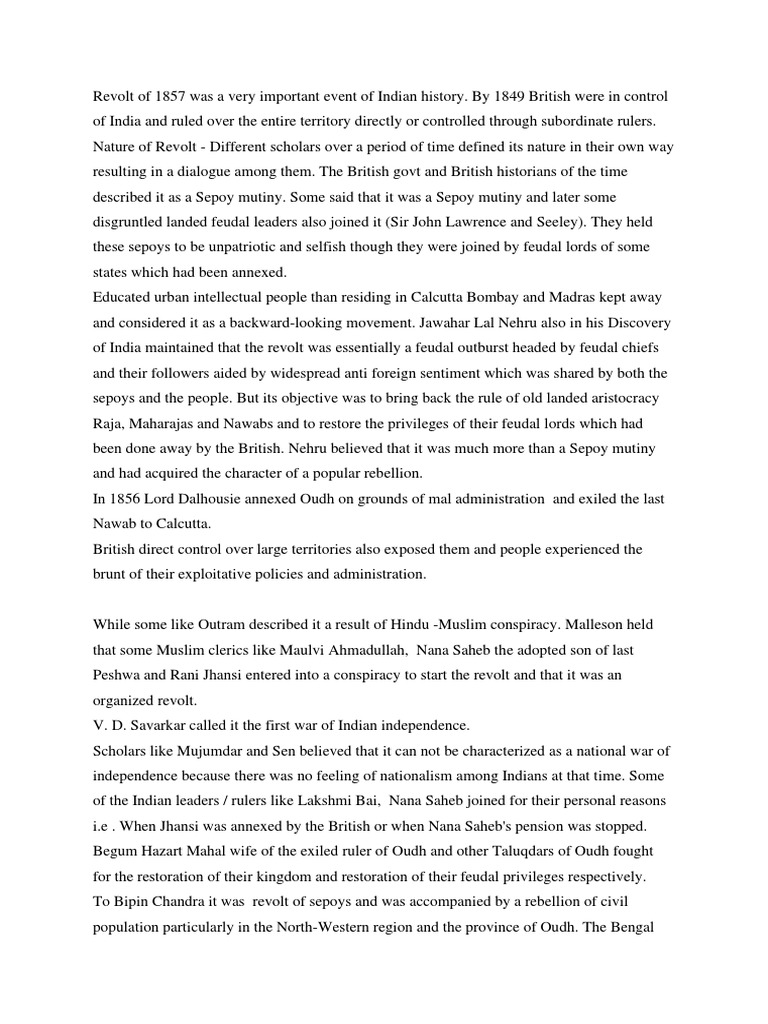 Revolt of 1857 | PDF | Indian Rebellion Of 1857 | British Raj