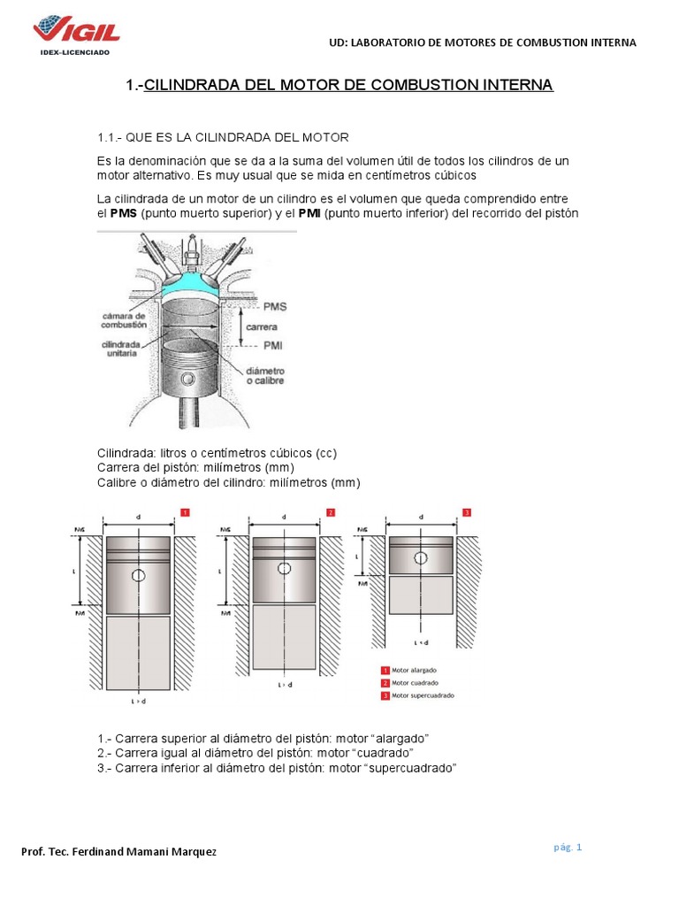Calculo de Cilindrada de Motor | PDF | Pistón | Motor de combustión interna