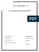 "Marketing Management": Digital Assignment - 10