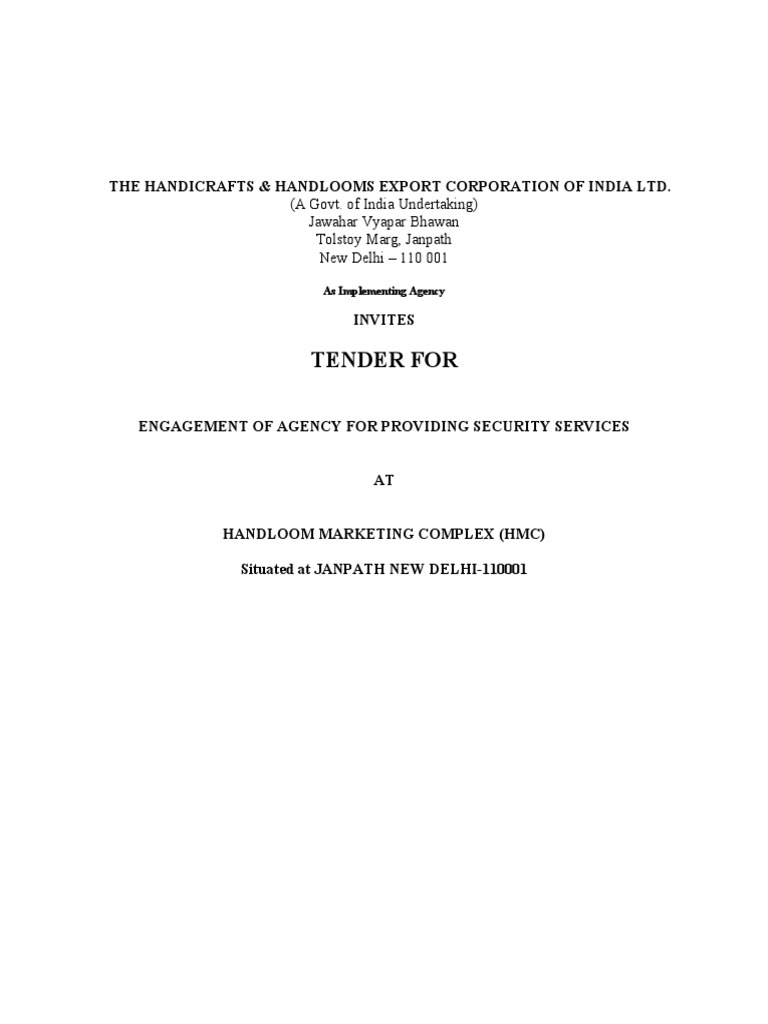 635398273681297675TENDER For Security Agency | PDF | Security Guard ...