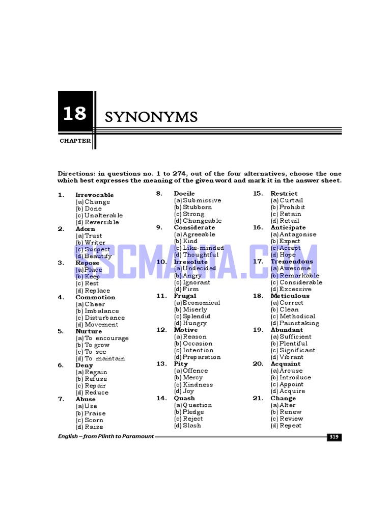Synonym Antonym | PDF