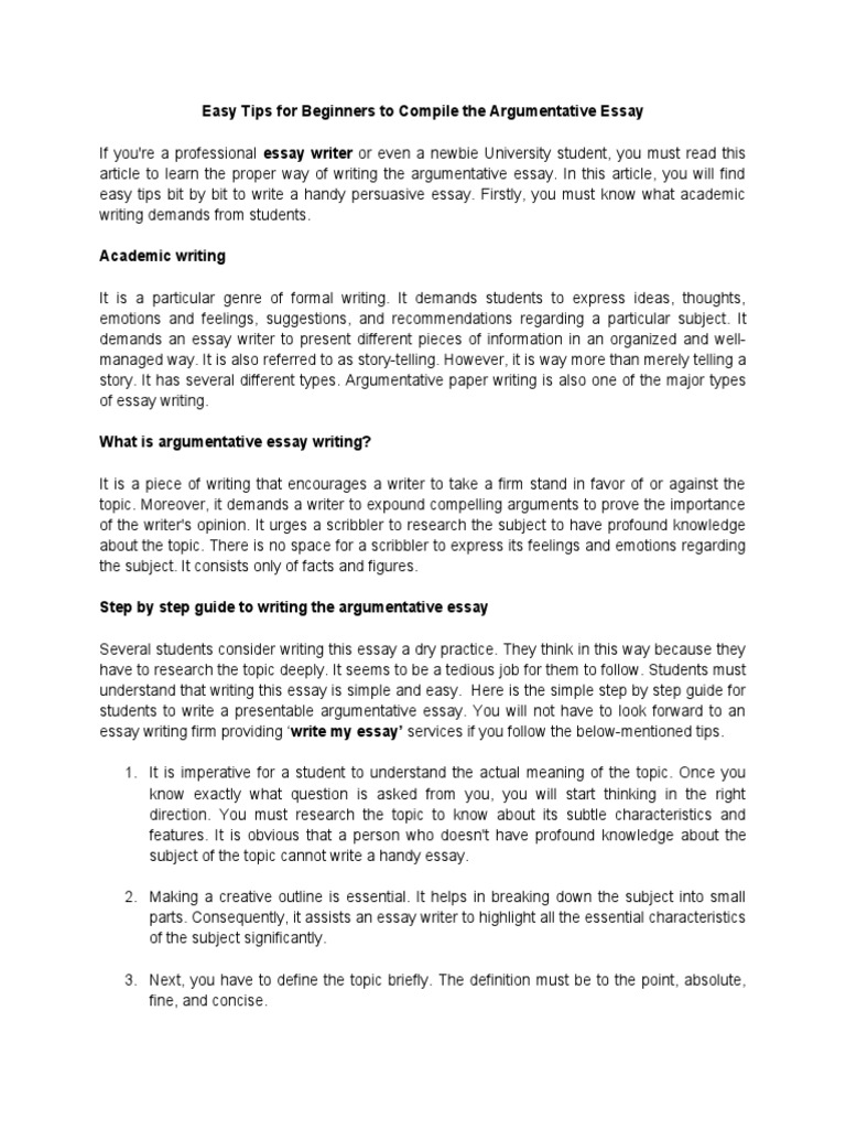 Beginner's Guide to Argumentative Essays | PDF | Writers | Essays