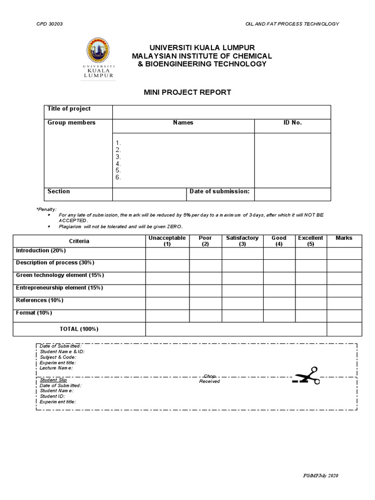 Mini Project Report Cover Page (CPD 30203) | PDF