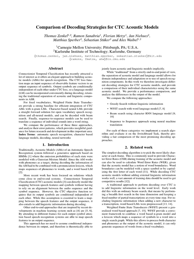 CTC Decoding Strategies Comparison | PDF | Speech Recognition ...