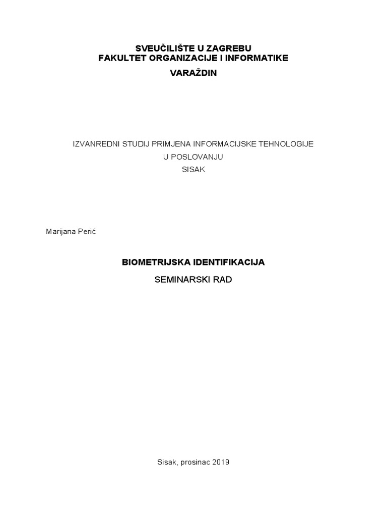Biometrijska Identifikacija | PDF