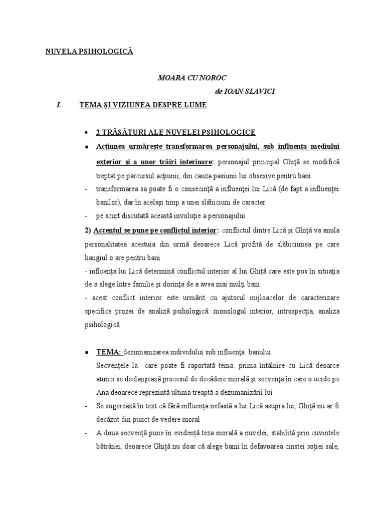 Simetria Incipit Final Moara Cu Noroc Schema Moara Cu Noroc