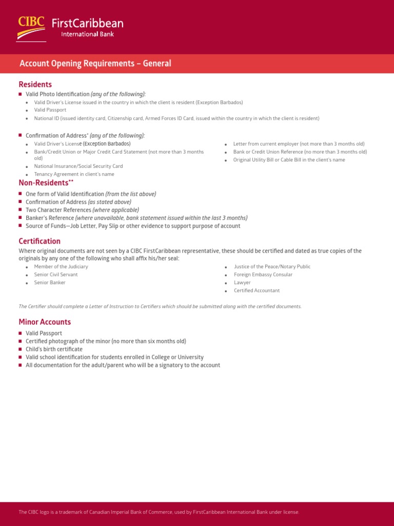 CIBC Account Opening Requirements | PDF | Identity Document ...