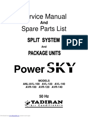 Service Manual: Spare Parts List | PDF | Air Conditioning