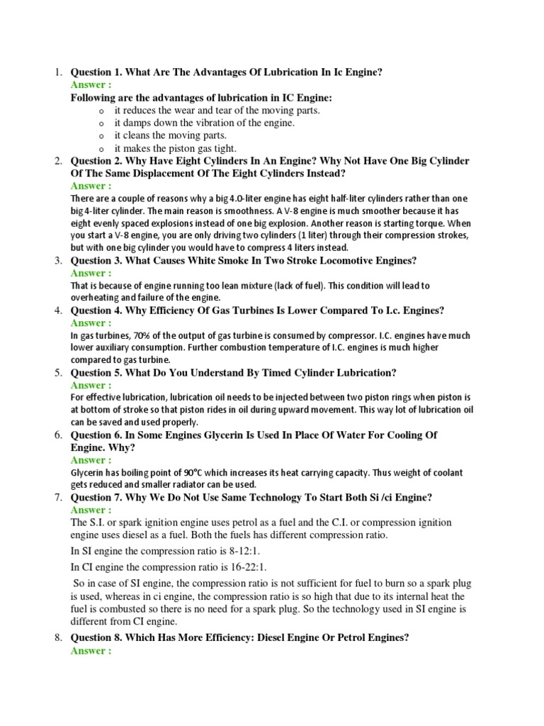 Ic Engine Interview Questions PDF Internal Combustion Engine Engines