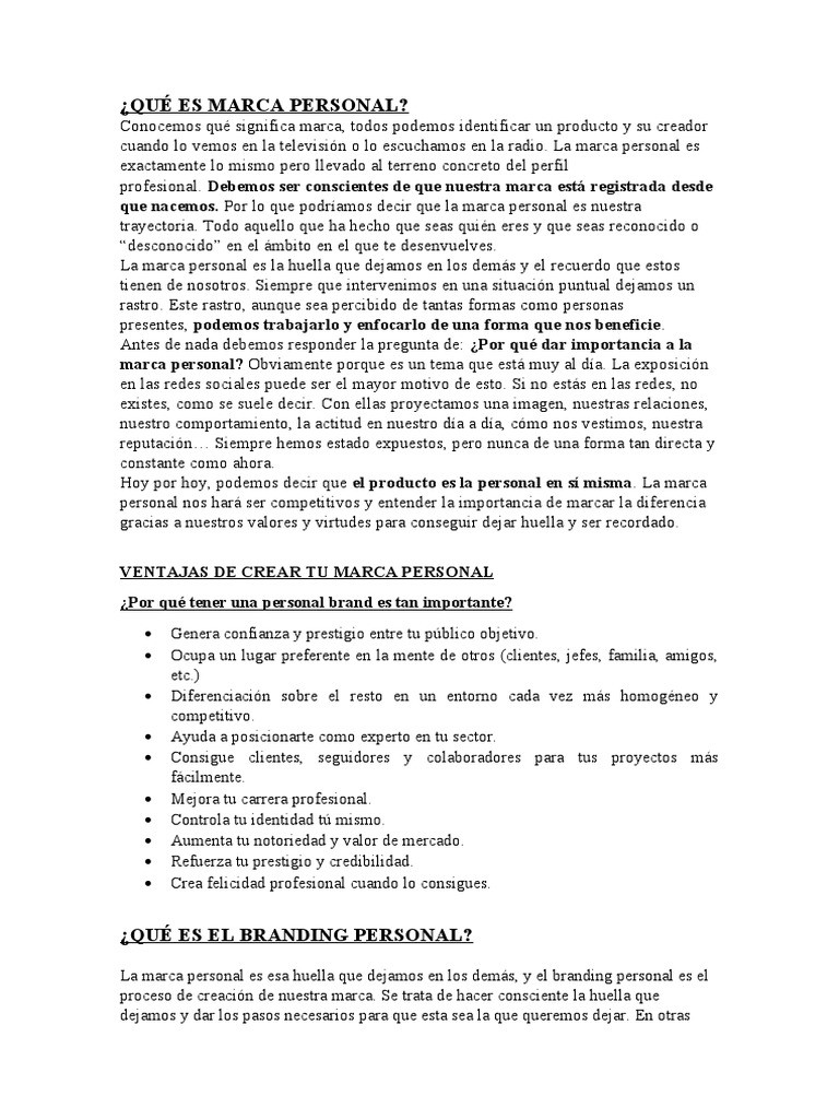 La Esencia del Branding Personal | PDF | Gestión de la marca | Marca