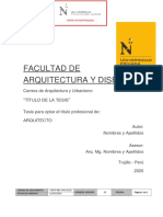 Facultad de Arquitectura Y Diseño: Título de La Tesis