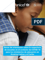 UNICEF Notas Orientacion Reapertura Escuelas Ministerios