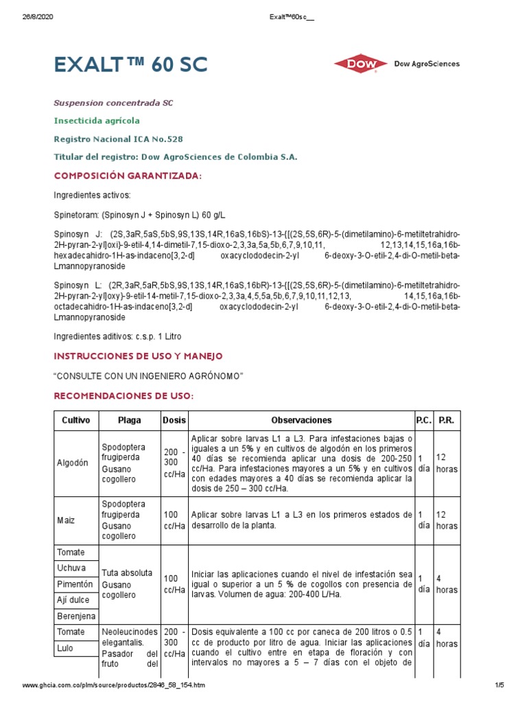 Exalt™ 60 SC | Descargar gratis PDF | Alergia | Agua