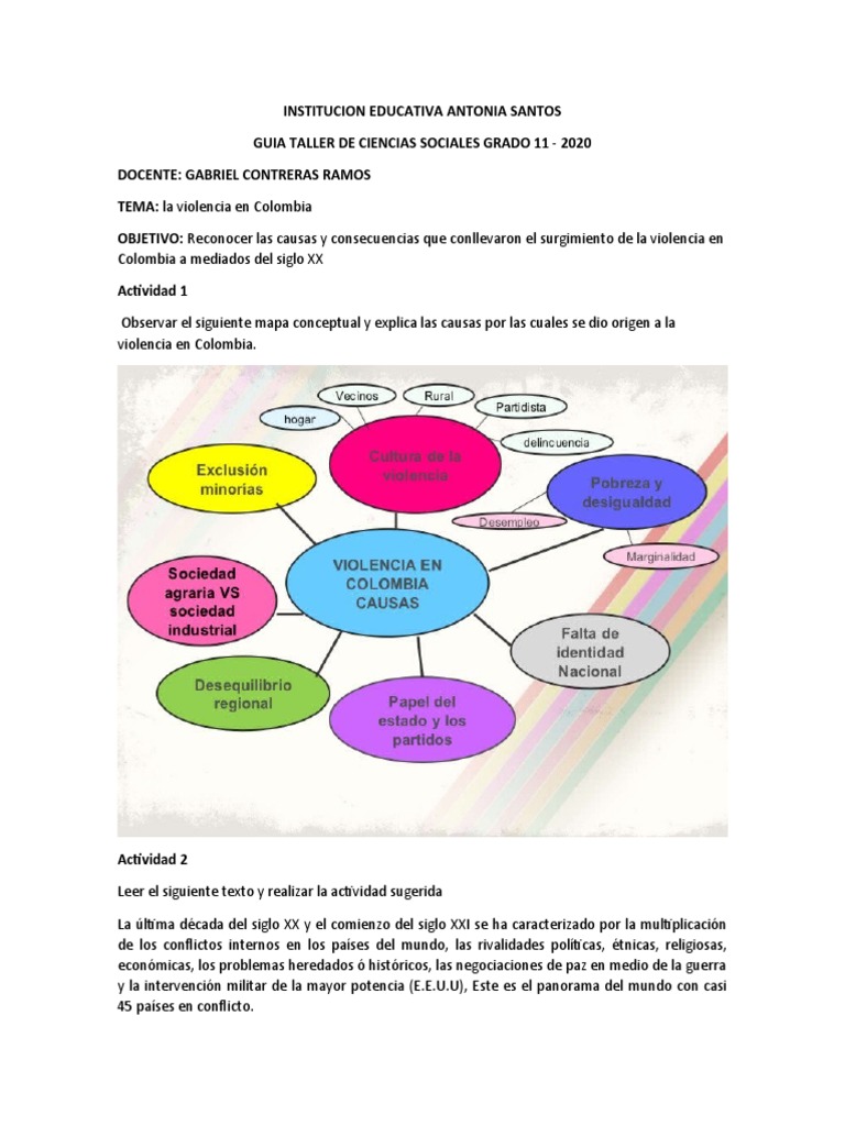 Taller La Violencia En Colombia Pdf Colombia Violencia