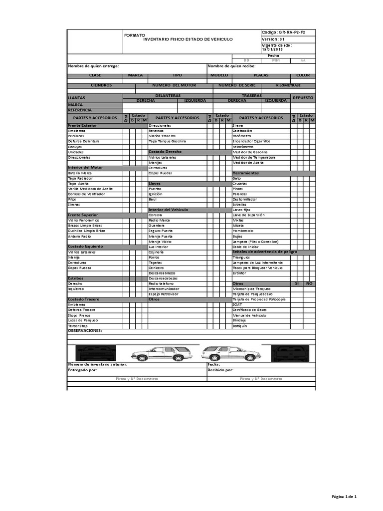 Check List Vehiculo PDF | PDF | Vehículos de ruedas | Industria automotriz