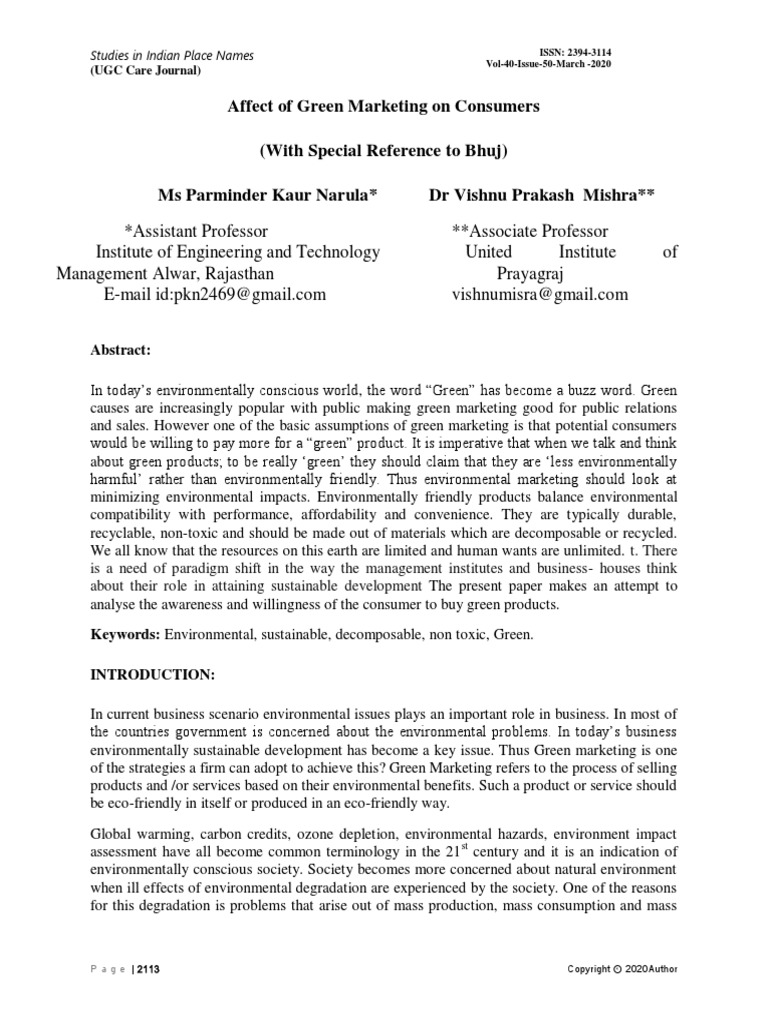 Affect of Green Marketing On Consumers | PDF | Marketing | Recycling