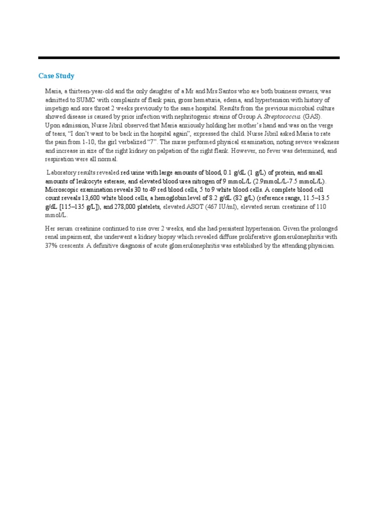 Acute Glomerulonephritis Case Study | PDF