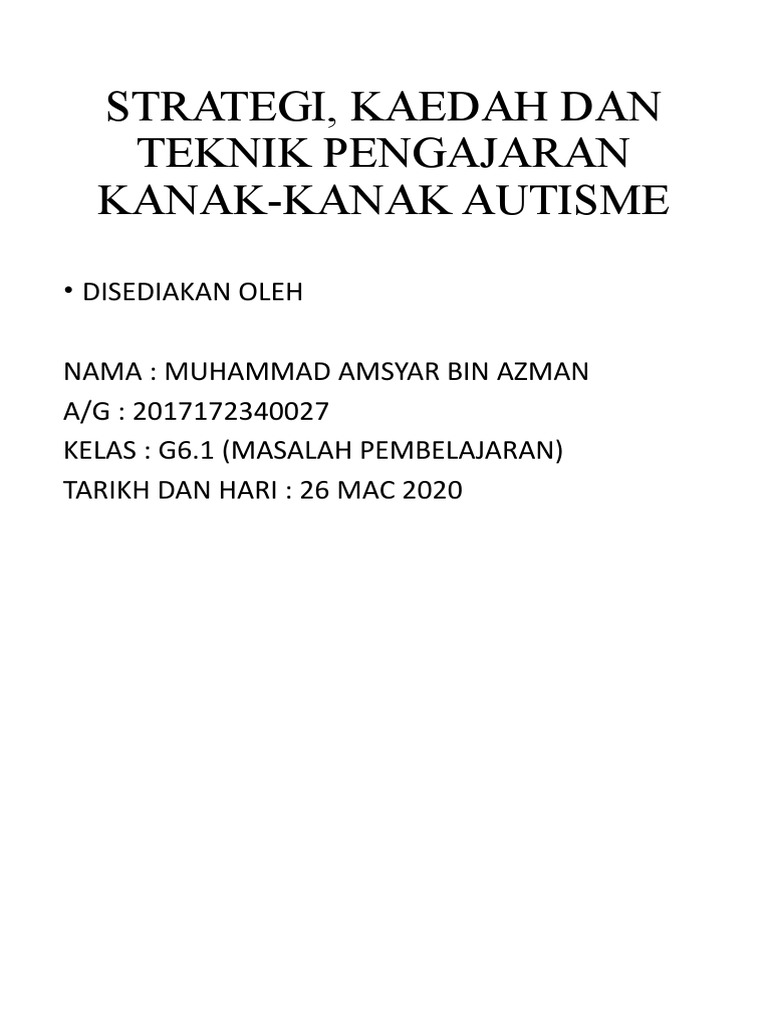 Teknik Pdp Autisme Pdf
