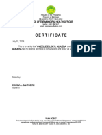 Certificate: Republic of The Philippines Province of Batangas Municipality of San Jose