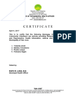 Certificate: Republic of The Philippines Province of Batangas Municipality of San Jose