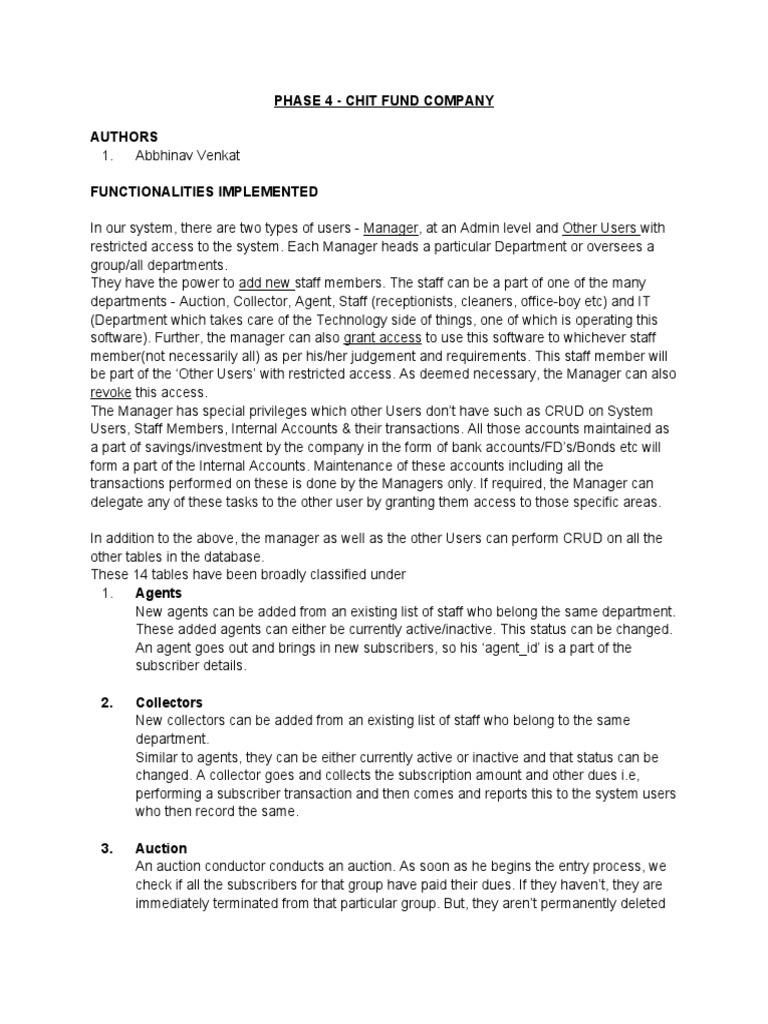 Chit Fund Company Management System | PDF | Cheque | Subscription ...
