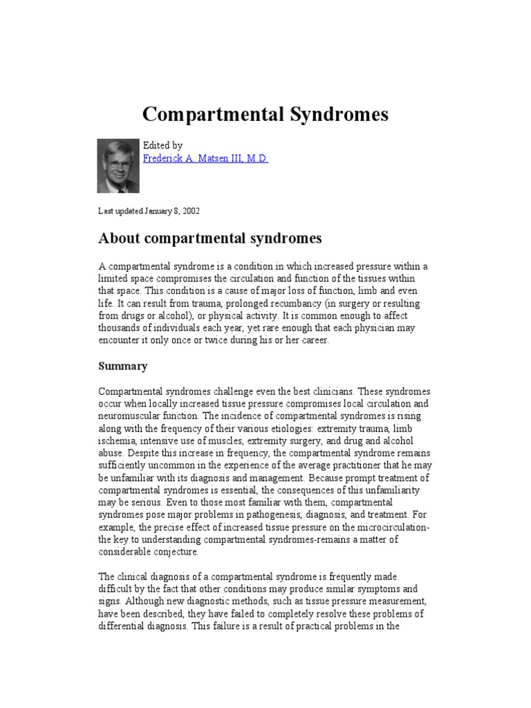 Compartmental Syndromes A Definitive Reference on the Pathogenesis
