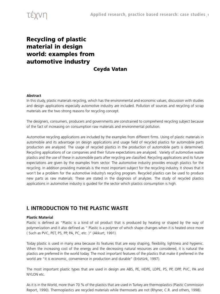 Automotive Plastic Recycling Insights | PDF | Recycling | Thermoplastic