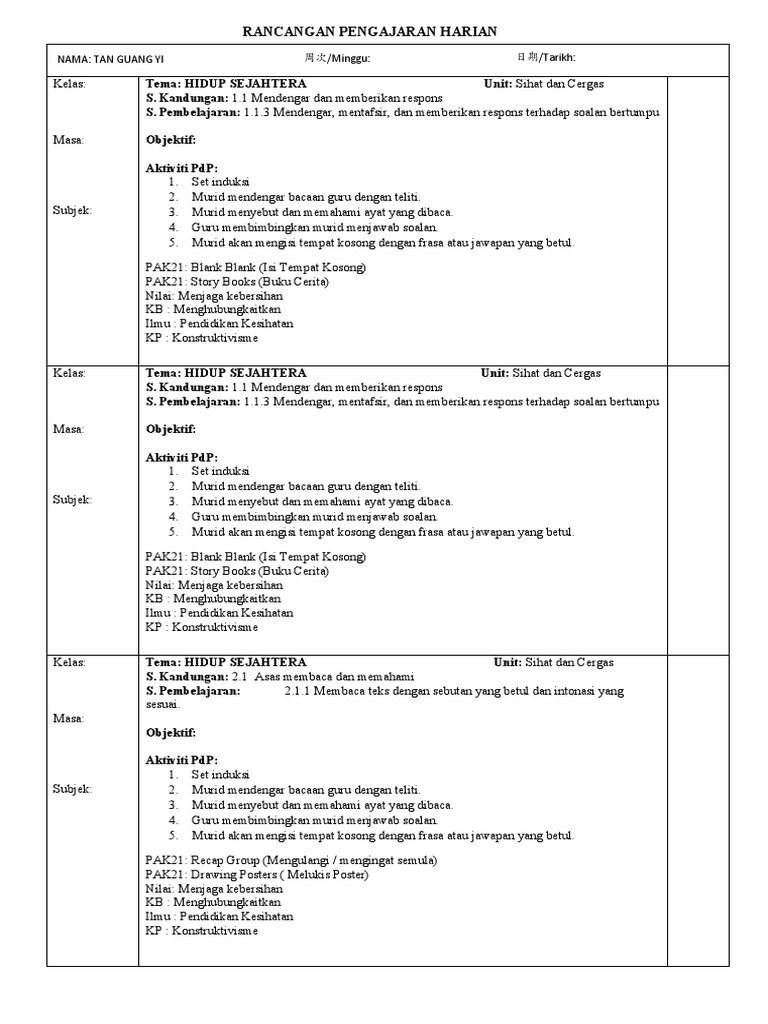 RPH BM | PDF | Karier & Perkembangan | Kesehatan Holistik
