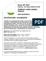 Pase #A07: Zuñiga Cuba Angel Cirilo