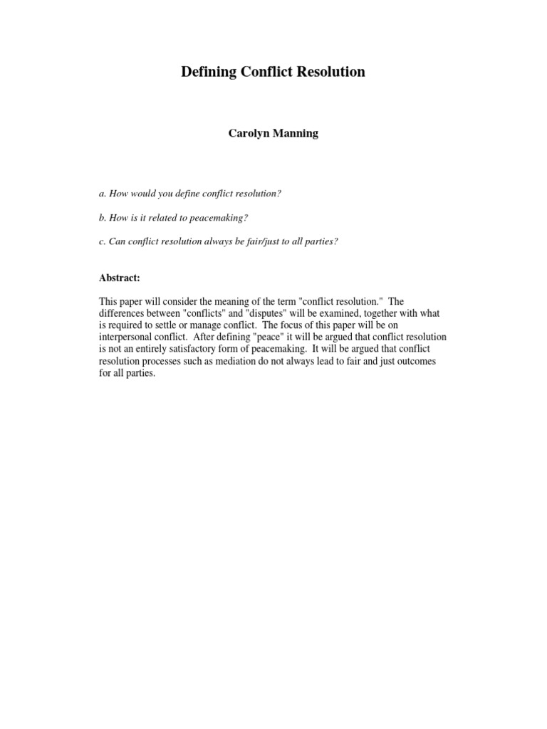 Understanding Conflict Resolution | PDF | Conflict (Process) | Mediation