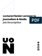 Lecturer/Senior Lecturer in Journalism & Media: Job Description