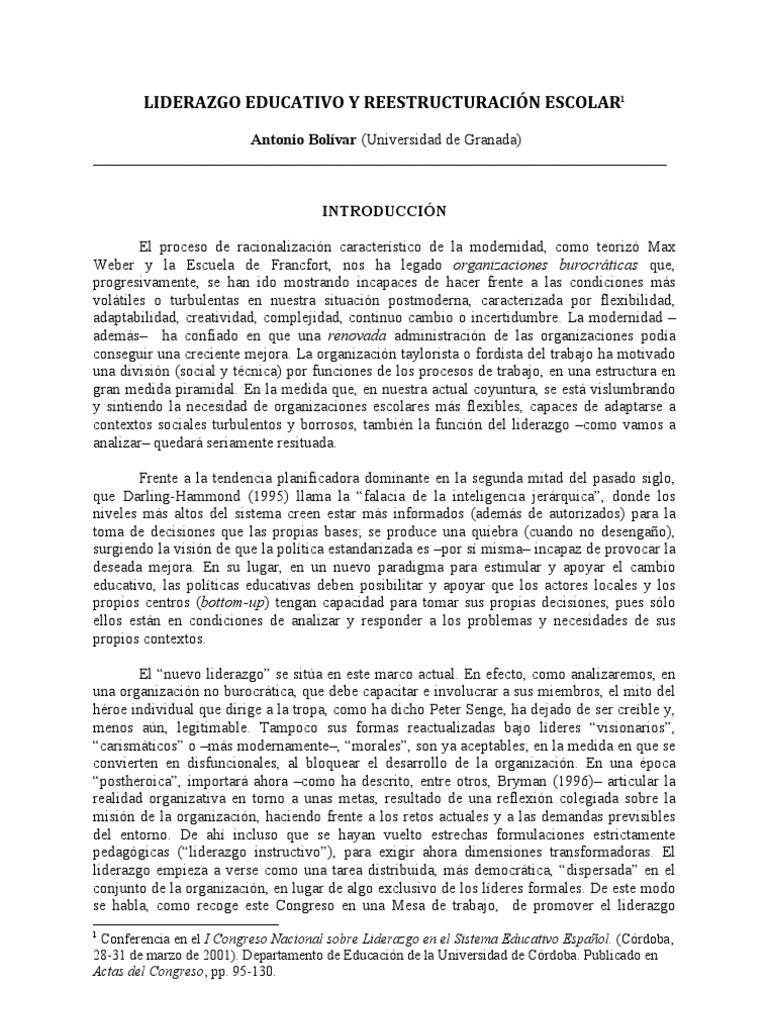 Liderazgo Educativo | PDF | Plan de estudios | Maestros