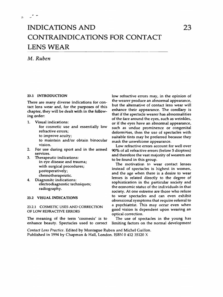 Chapter 23 Indications and Contradictions For Contact Lens Wear PDF