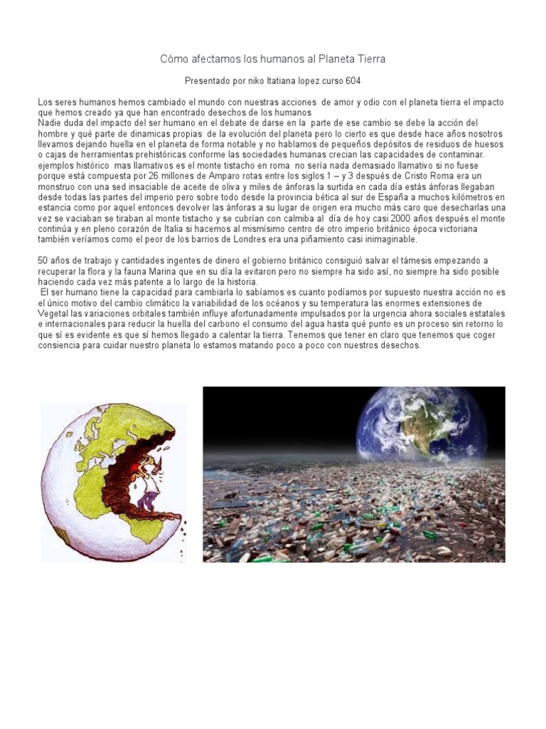 Impacto humano en el planeta Tierra | PDF | Tierra | Residuos