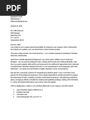 Download 68+ Contoh Surat Lamaran Kerja Vacancy Apika Plaza Terbaik Dan Terbaru