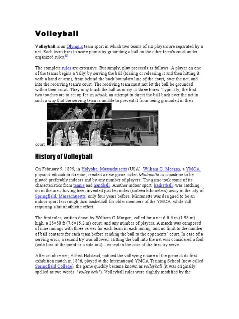 Volleyball (Project) PDF Volleyball Competitive Games