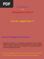 Management Science: Prof. (DR.) Jagathy Raj V. P