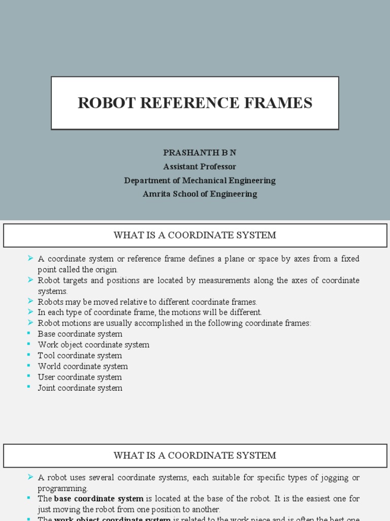 Understanding Robot Coordinate Systems | PDF | Cartesian Coordinate ...
