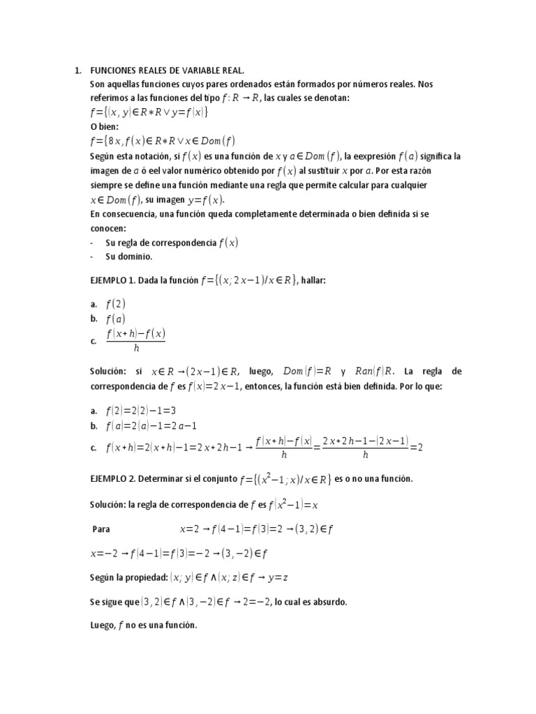 Funciones Reales de Variable Real | PDF | Función (Matemáticas) | Raíz ...