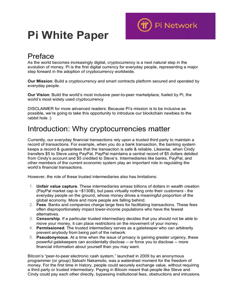 Pi - White Paper | PDF | Cryptocurrency | Bitcoin