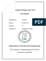 Machine Design and Cad-I Lab Report: NFC Institute of Engineering and Fertilizer Research, Faisalabad