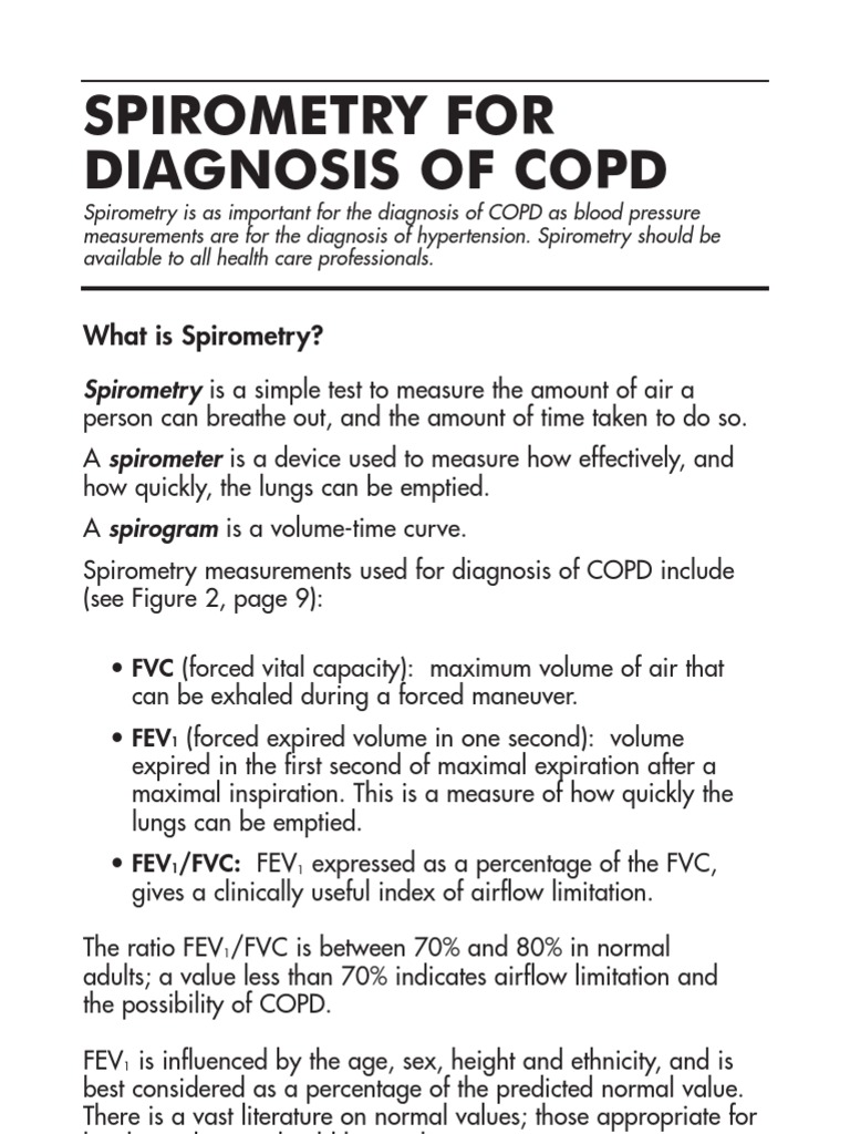 Spirometry For Diagnosis of Copd PDF Chronic Obstructive Pulmonary