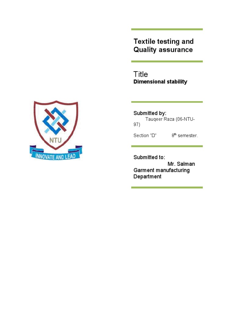 Title: Textile Testing and Quality Assurance | PDF | Materials | Textiles