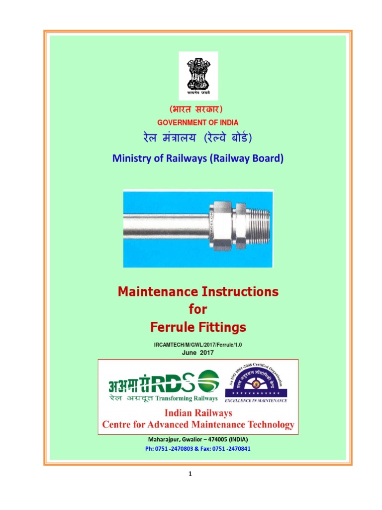 Maintenance Instructions for Ferrule Fittings | PDF | Tools | Pipe ...