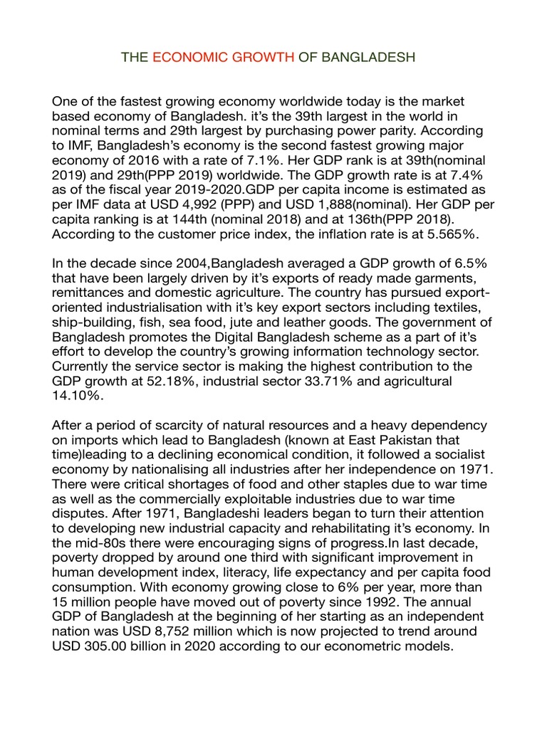 THE of Bangladesh: Economic Growth | PDF