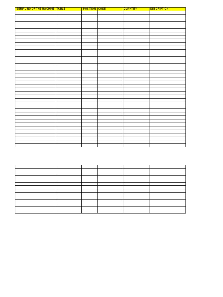 Machine Table Serial Numbers and Codes | PDF