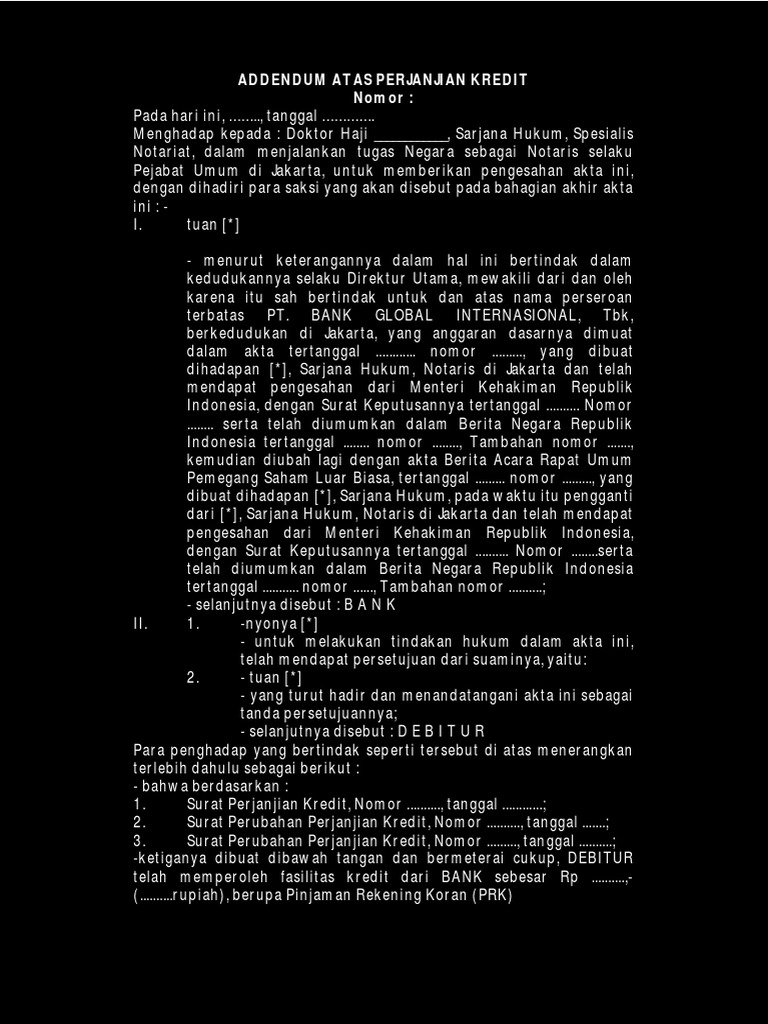 Addendum Perjanjian Kredit Notariil | PDF