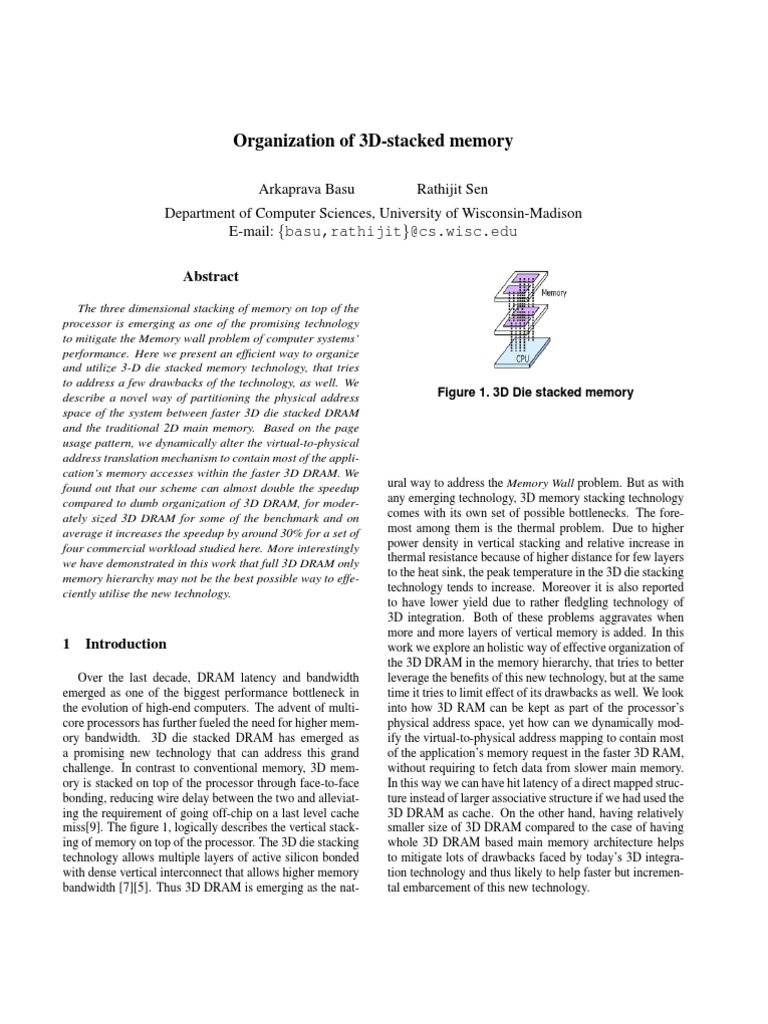 Organization of 3d-Stacked Memory | PDF | Cpu Cache | Random Access Memory