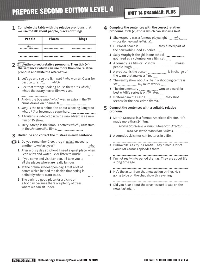 Prepare Second Edition Level 4: Unit 14 Grammar: Plus | PDF